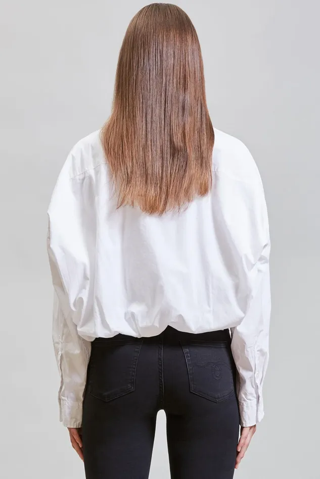 R13 Tops Women Gathered Hem Shirt 8211 White