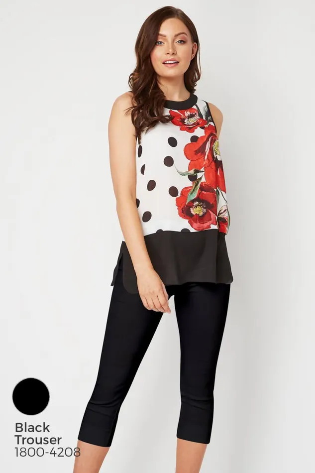 Red Contrast Layer Spot Floral Top Women Roman Tops