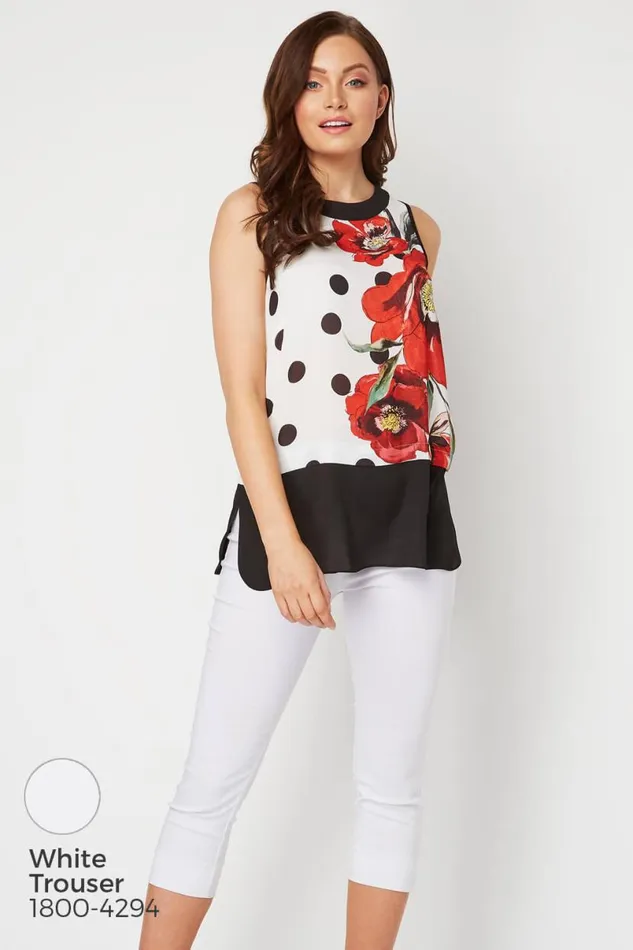 Red Contrast Layer Spot Floral Top Women Roman Tops
