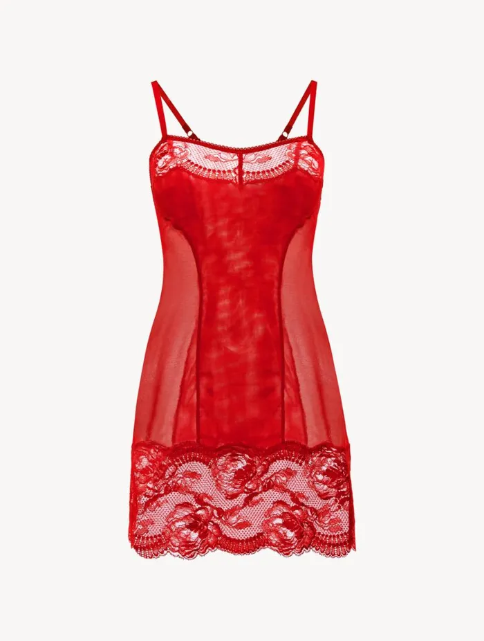 Red Lace Slip Sleepwear La Perla Slips and Dresses