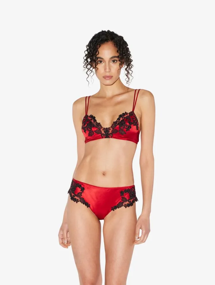 Red Silk Medium Briefs With Frastaglio Lingerie La Perla Brazilian