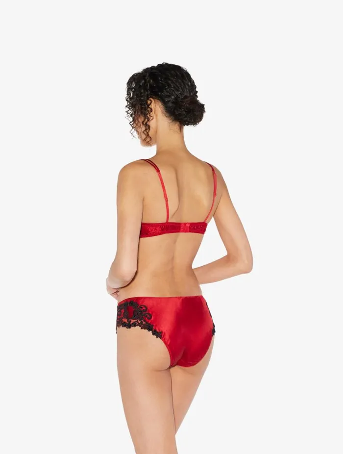 Red Silk Medium Briefs With Frastaglio Lingerie La Perla Brazilian
