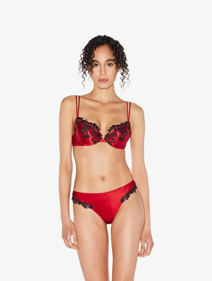 Red Silk Pushup Bra With Frastaglio Lingerie La Perla Padded