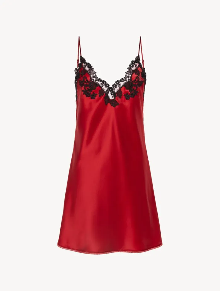 Red Silk Slip Dress With Frastaglio Sleepwear La Perla Slips and Dresses