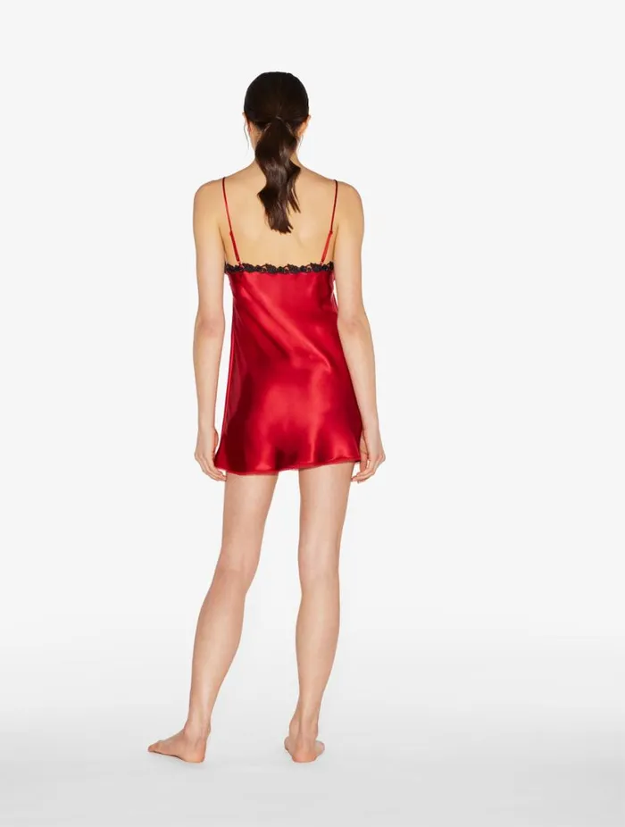 Red Silk Slip Dress With Frastaglio Sleepwear La Perla Slips and Dresses