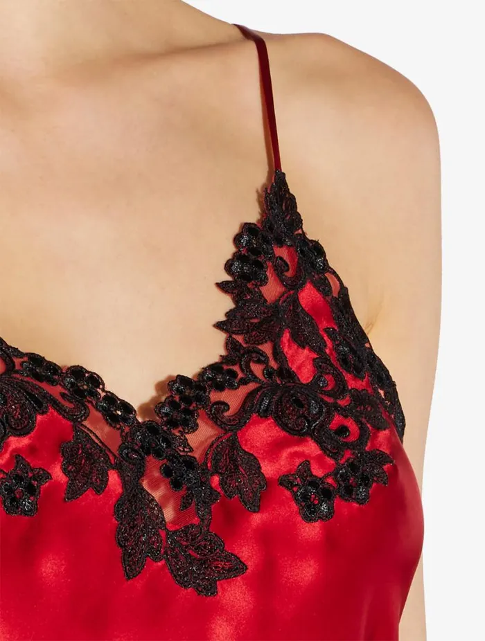 Red Silk Slip Dress With Frastaglio Sleepwear La Perla Slips and Dresses