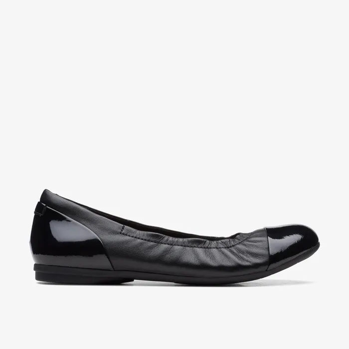 Rena Jazz Black Leather Women Clarks Flats