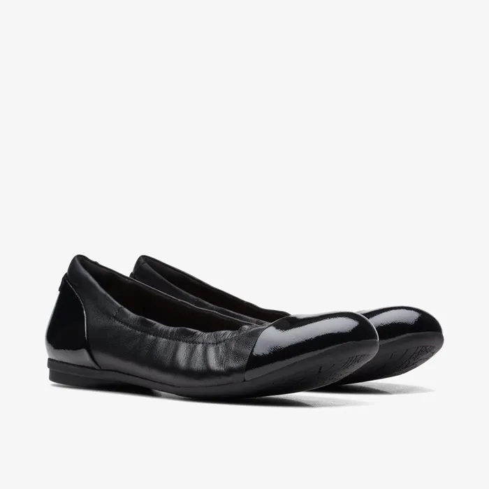 Rena Jazz Black Leather Women Clarks Flats