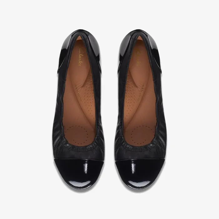Rena Jazz Black Leather Women Clarks Flats
