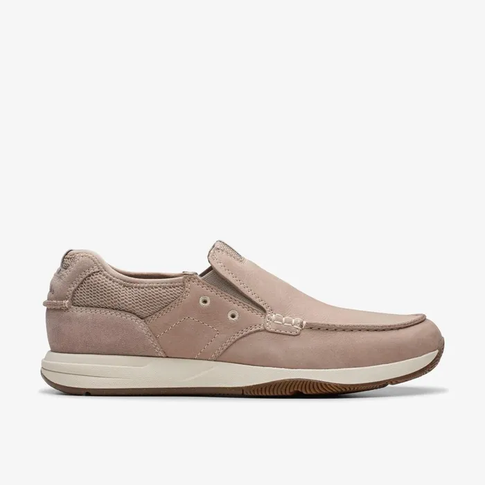 Sailview Step Light Grey Nubuck Men Clarks Loafers and Slip Ons