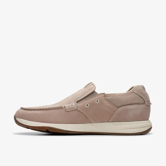 Sailview Step Light Grey Nubuck Men Clarks Loafers and Slip Ons