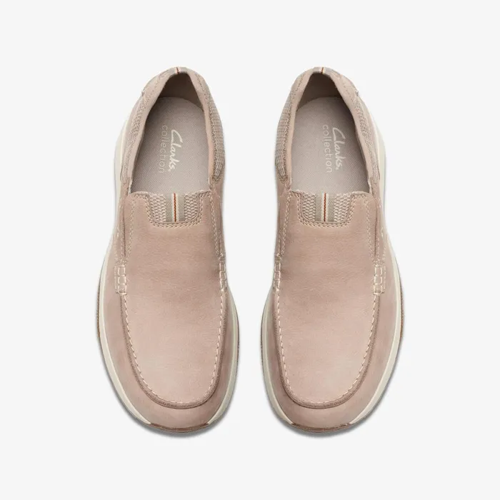 Sailview Step Light Grey Nubuck Men Clarks Loafers and Slip Ons