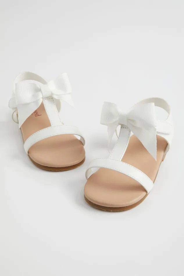Sandals and Slides Girl Seed Heritage Grosgrain Bow Sandal White
