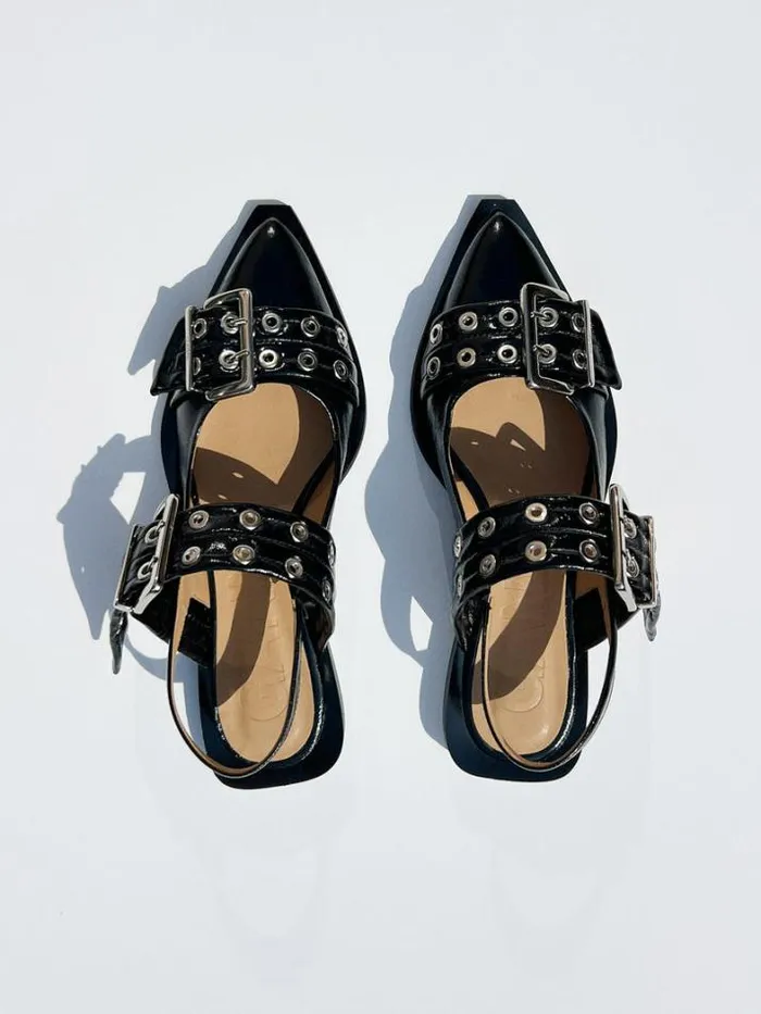Sandals Shop Lisa Says Gah Chunky Buckle Ballerina Naplack