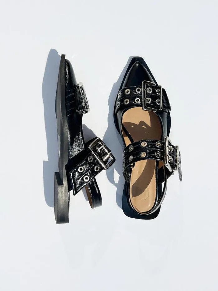 Sandals Shop Lisa Says Gah Chunky Buckle Ballerina Naplack