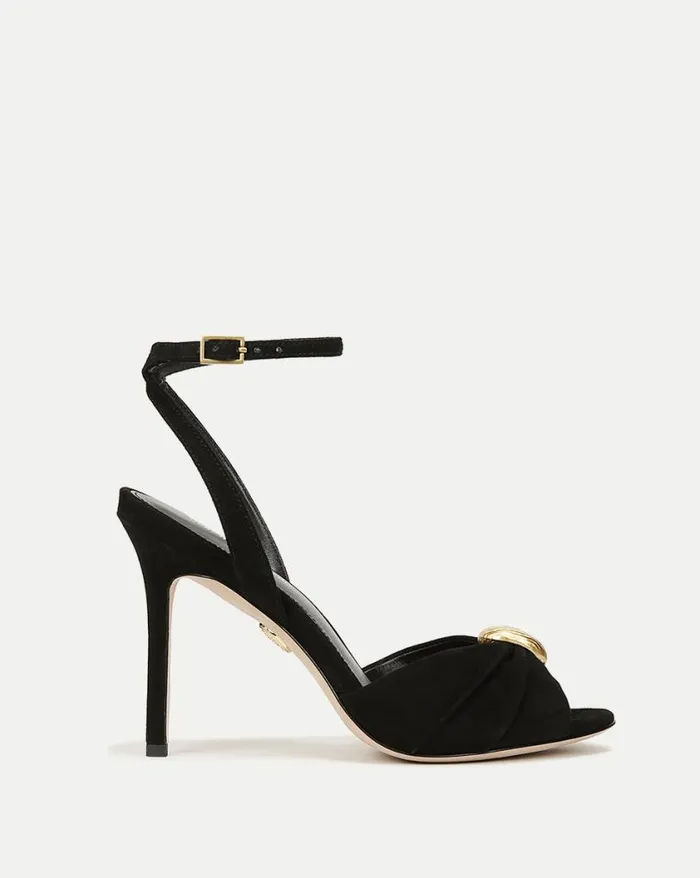 Sandals Shop Veronica Beard Genevieve PeepToe Suede Sandal Black
