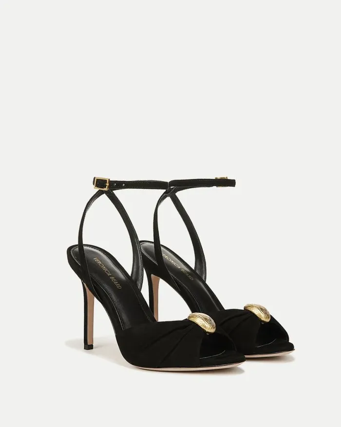 Sandals Shop Veronica Beard Genevieve PeepToe Suede Sandal Black