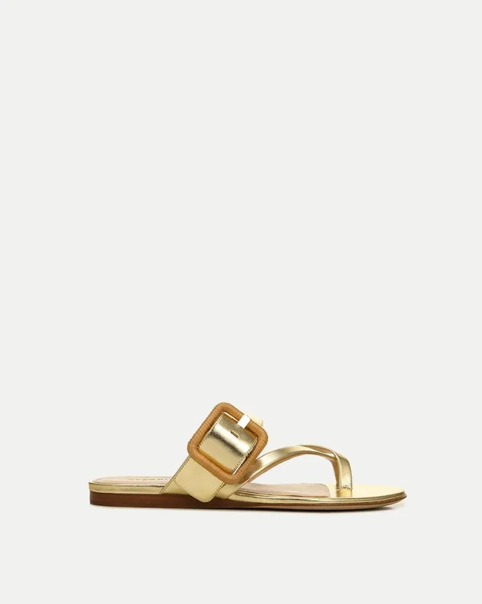 Sandals Shop Veronica Beard Salva Metallic Leather Sandal Light Gold