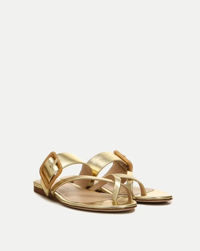 Sandals Shop Veronica Beard Salva Metallic Leather Sandal Light Gold