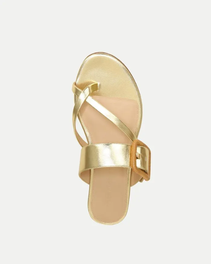 Sandals Shop Veronica Beard Salva Metallic Leather Sandal Light Gold