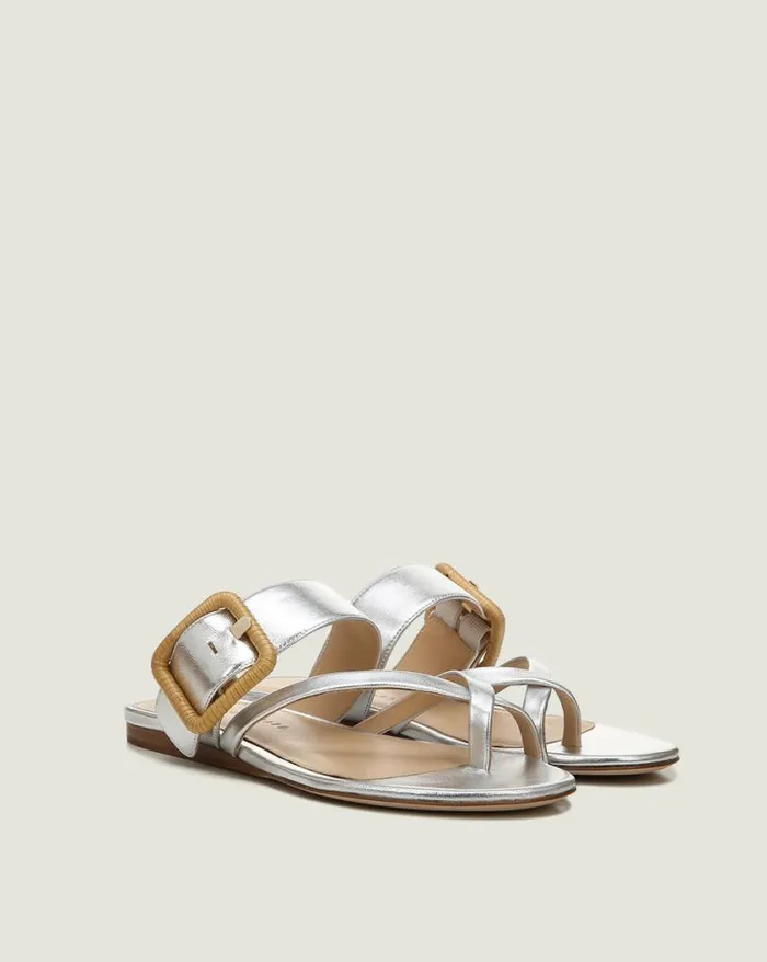Sandals Shop Veronica Beard Salva Metallic Leather Sandal Light Gold