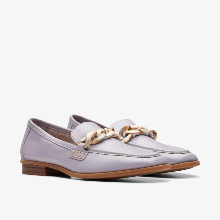 Sarafyna Iris Lilac Leather Women Clarks SlipOns