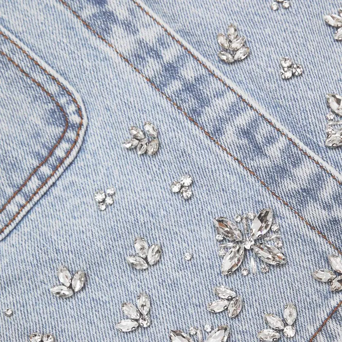 Self Portrait Denim Blue Embellished Denim Top 8211 Women