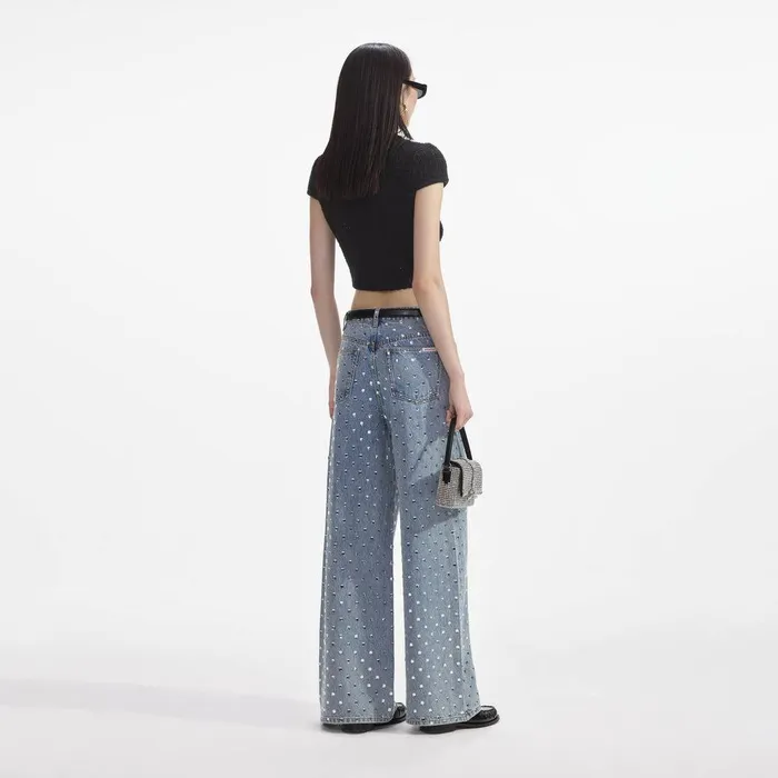 Self Portrait Denim Square Rhinestone Denim Jeans 8211 Women