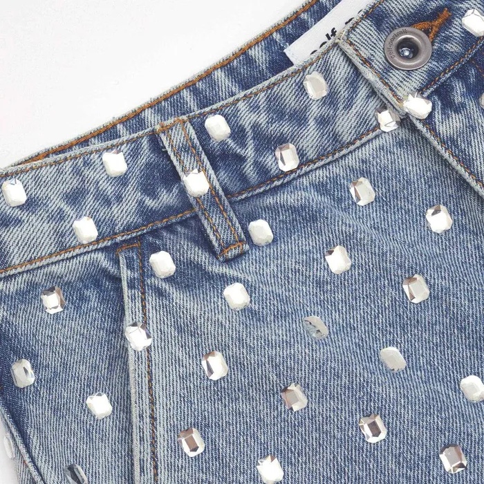 Self Portrait Denim Square Rhinestone Denim Jeans 8211 Women