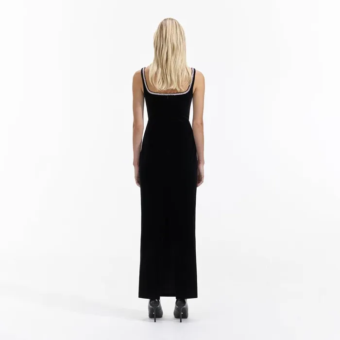 Self Portrait Dresses Black Velvet Maxi Dress 8211 Women