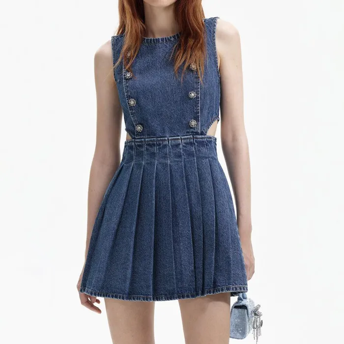 Self Portrait Dresses Blue Denim CutOut Mini Dress 8211 Women