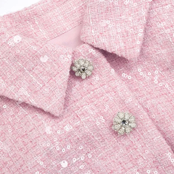 Self Portrait Dresses Pink Boucle Tailored Mini Dress 8211 Women