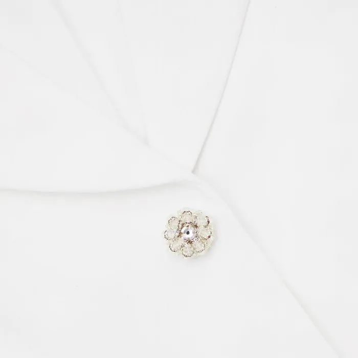 Self Portrait Dresses White Crepe Embellished Midi Dress 8211 Women