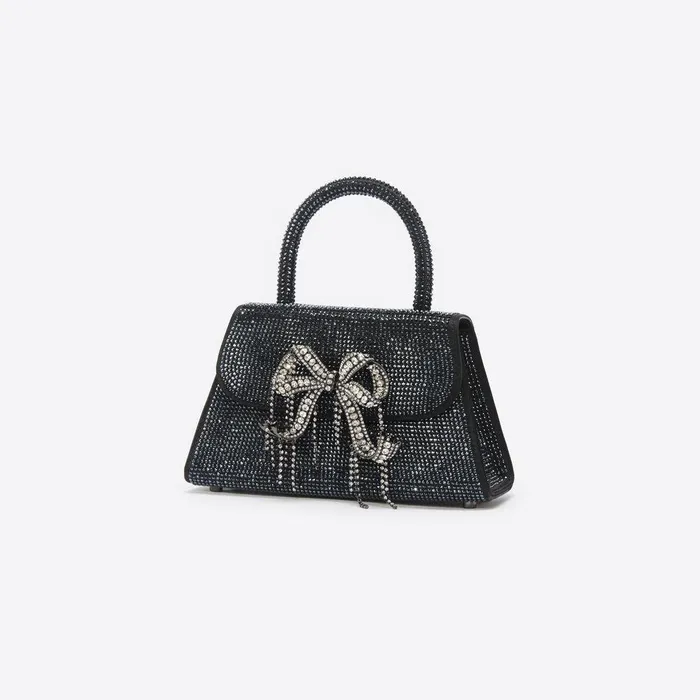 Self Portrait Mini Black Rhinestone Mini Bow Bag 8211 Women