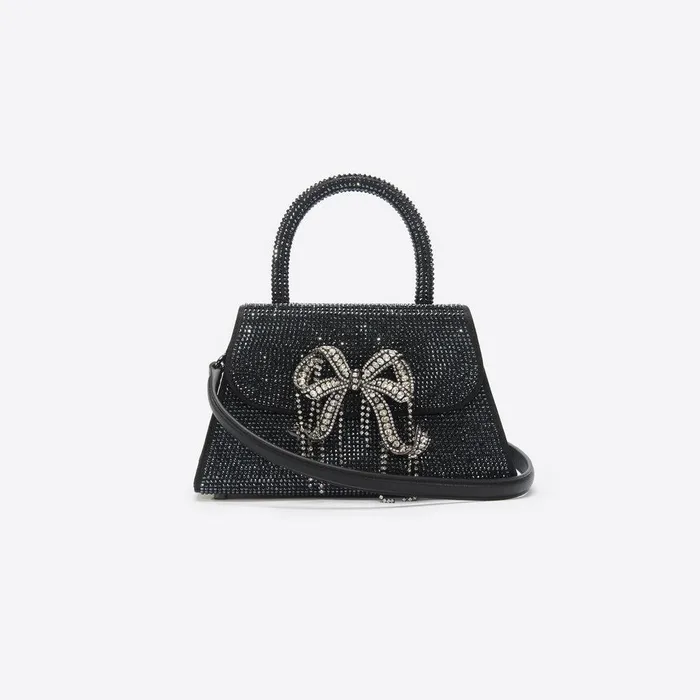Self Portrait Mini Black Rhinestone Mini Bow Bag 8211 Women
