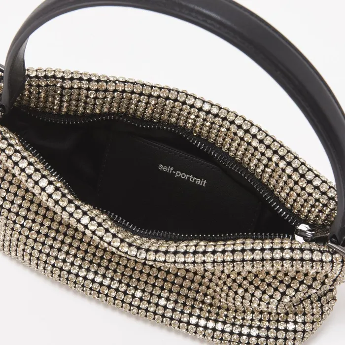 Self Portrait Shoulder Bags Champagne Diamante Small Hobo Bag 8211 Women