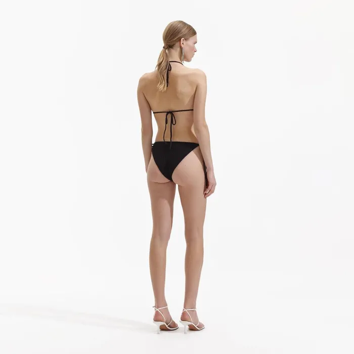 Self Portrait Swim and Resort Black Crochet Bikini Brief 8211 Women