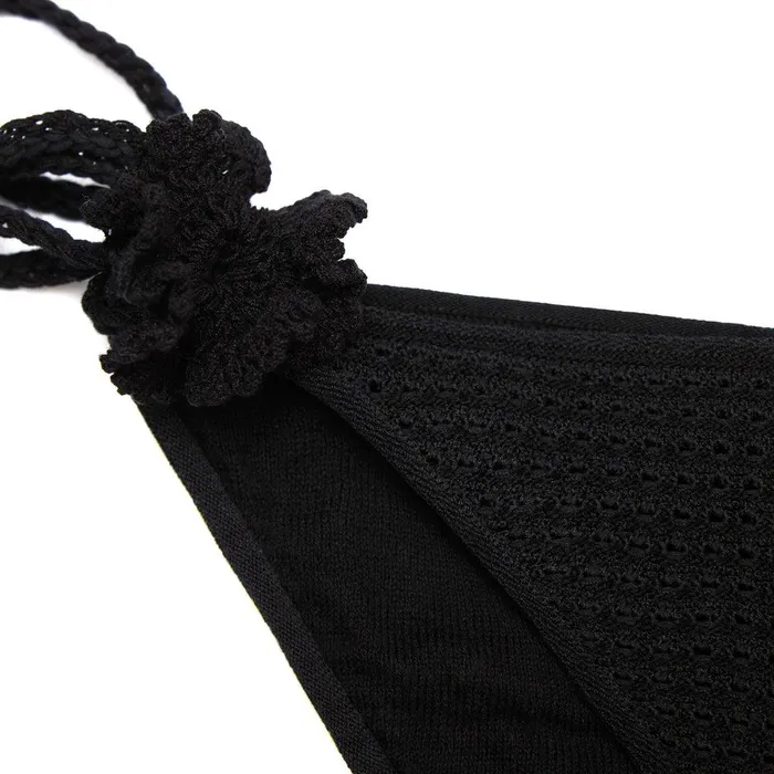 Self Portrait Swim and Resort Black Crochet Bikini Brief 8211 Women