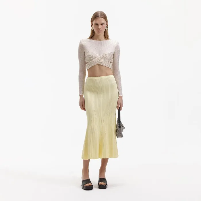 Self Portrait Tops Cream Beaded Mesh Top 8211 Women