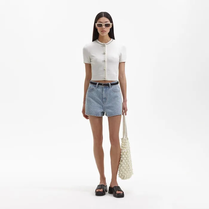 Self Portrait Tops Cream Cashmere Cardigan 8211 Women