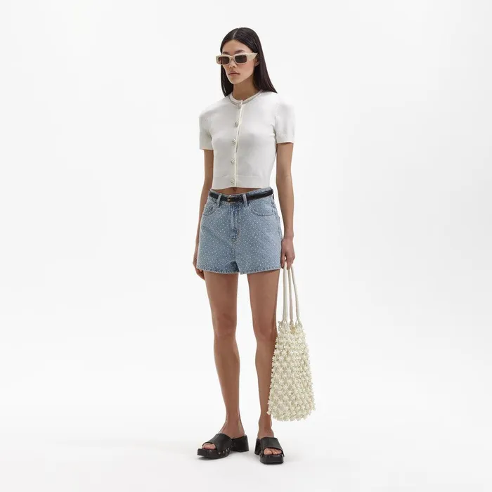 Self Portrait Tops Cream Cashmere Cardigan 8211 Women