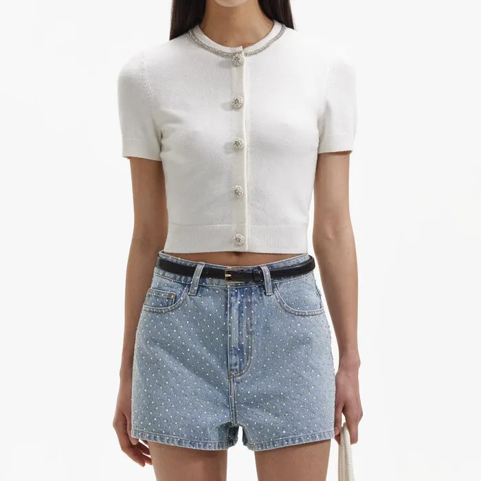Self Portrait Tops Cream Cashmere Cardigan 8211 Women