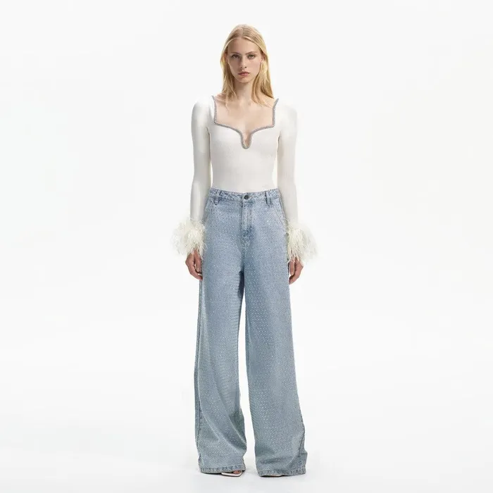 Self Portrait Tops Off White Knit Feather Top 8211 Women