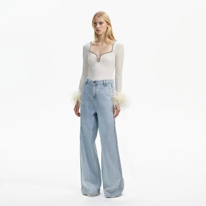Self Portrait Tops Off White Knit Feather Top 8211 Women