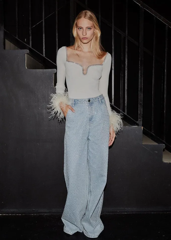 Self Portrait Tops Off White Knit Feather Top 8211 Women