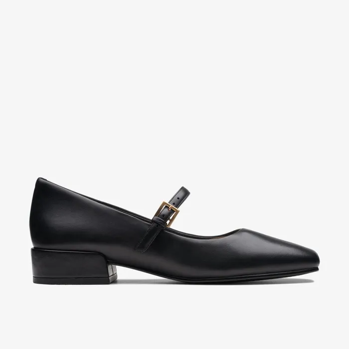 Seren 30 Buckle Black Leather Women Clarks Heels and Pumps