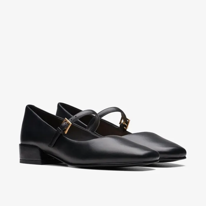 Seren 30 Buckle Black Leather Women Clarks Heels and Pumps