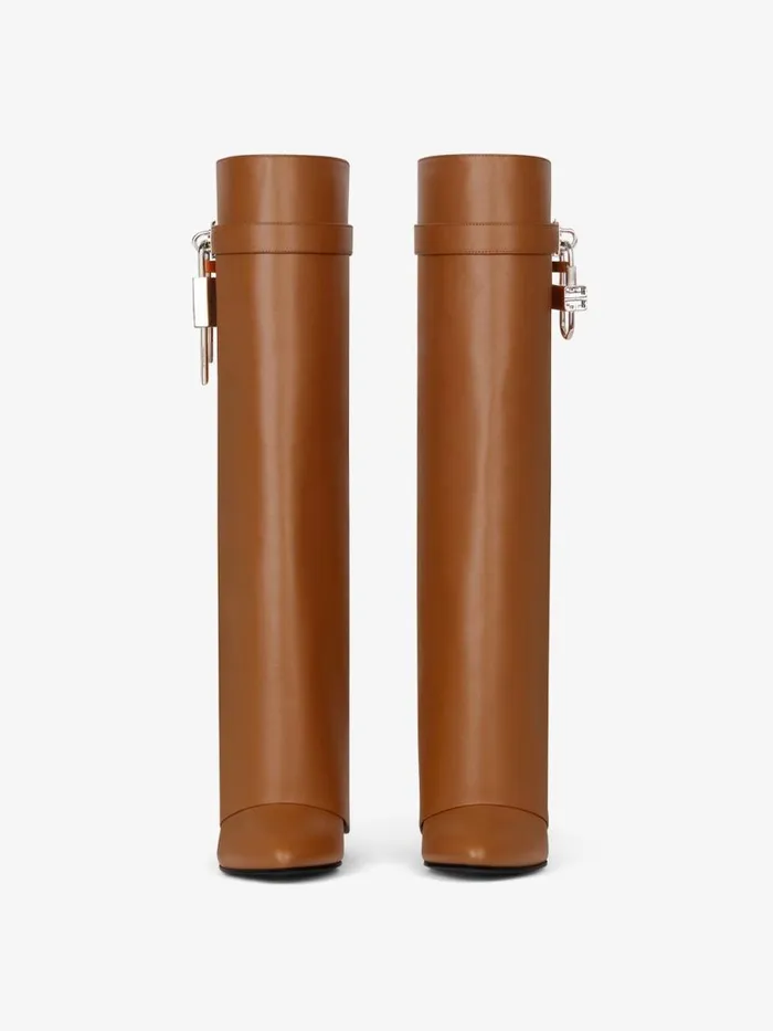 Shark Lock Boots In Leather Tan Women Givenchy Shark Lock
