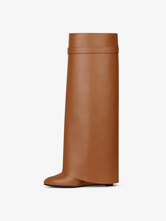 Shark Lock Boots In Leather Tan Women Givenchy Shark Lock