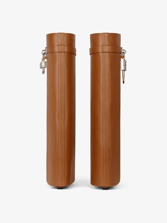 Shark Lock Boots In Leather Tan Women Givenchy Shark Lock